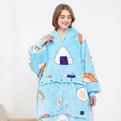 FLEECEFUSE™ USB Heated Hoodie Blanket – Stay Warm Anytime, Anywhere