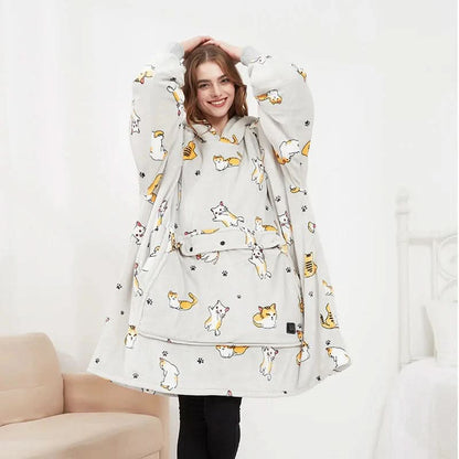 FLEECEFUSE™ USB Heated Hoodie Blanket – Stay Warm Anytime, Anywhere
