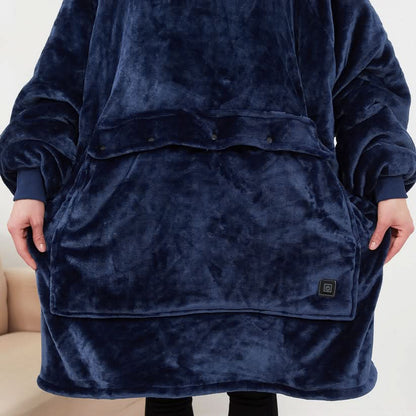 FLEECEFUSE™ USB Heated Hoodie Blanket – Stay Warm Anytime, Anywhere