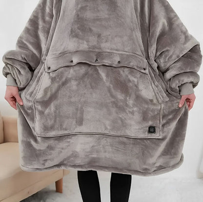 FLEECEFUSE™ USB Heated Hoodie Blanket – Stay Warm Anytime, Anywhere