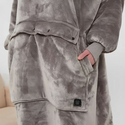 FLEECEFUSE™ USB Heated Hoodie Blanket – Stay Warm Anytime, Anywhere