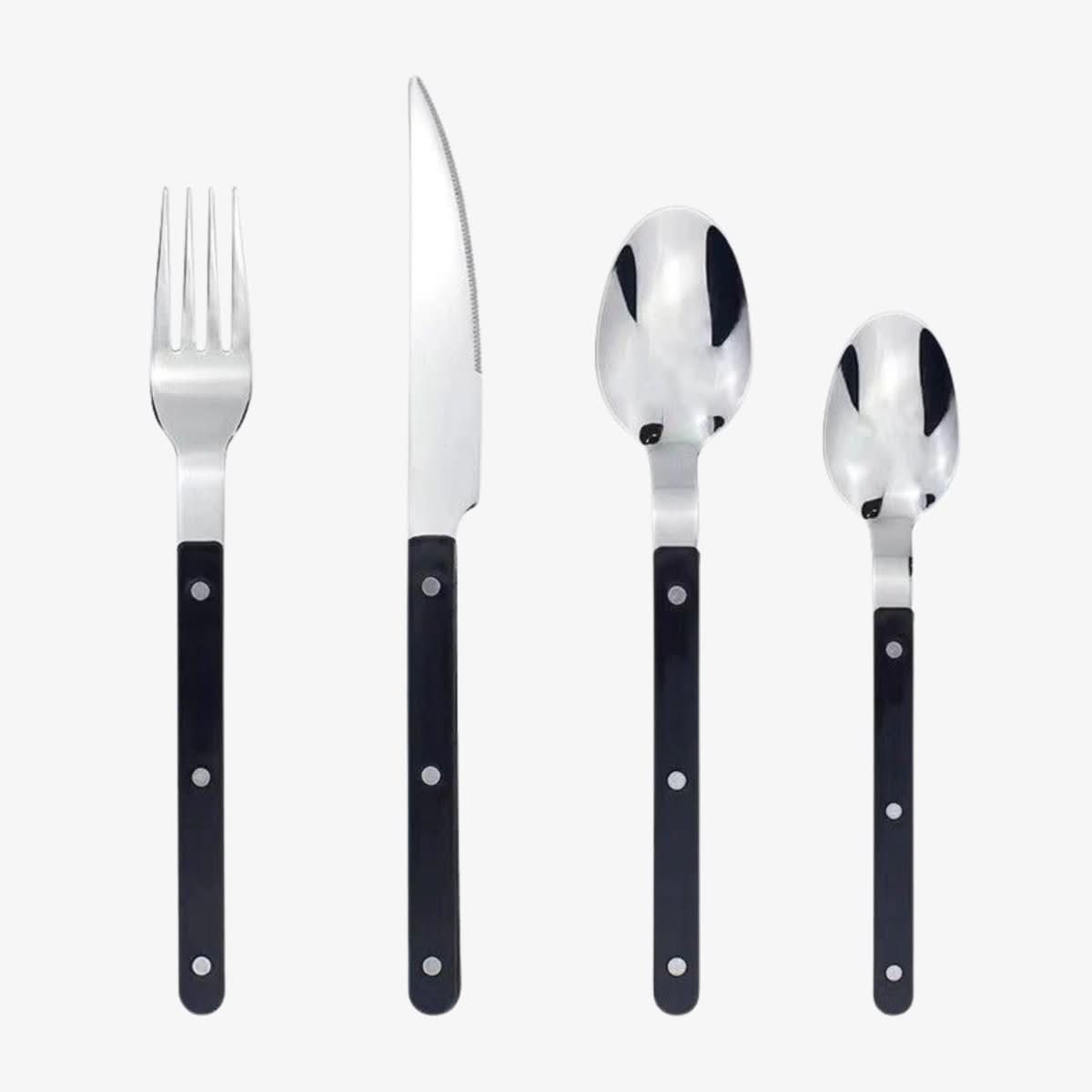 ETERNIFORCE – 4-Piece Stainless Steel Flatware Set with Engraved Design