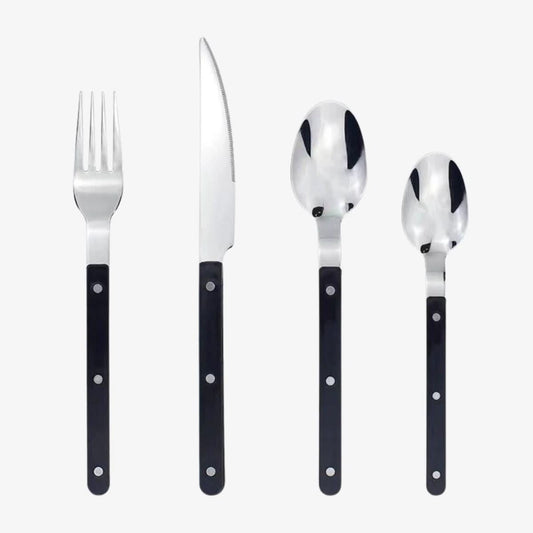 ETERNIFORCE – 4-Piece Stainless Steel Flatware Set with Engraved Design