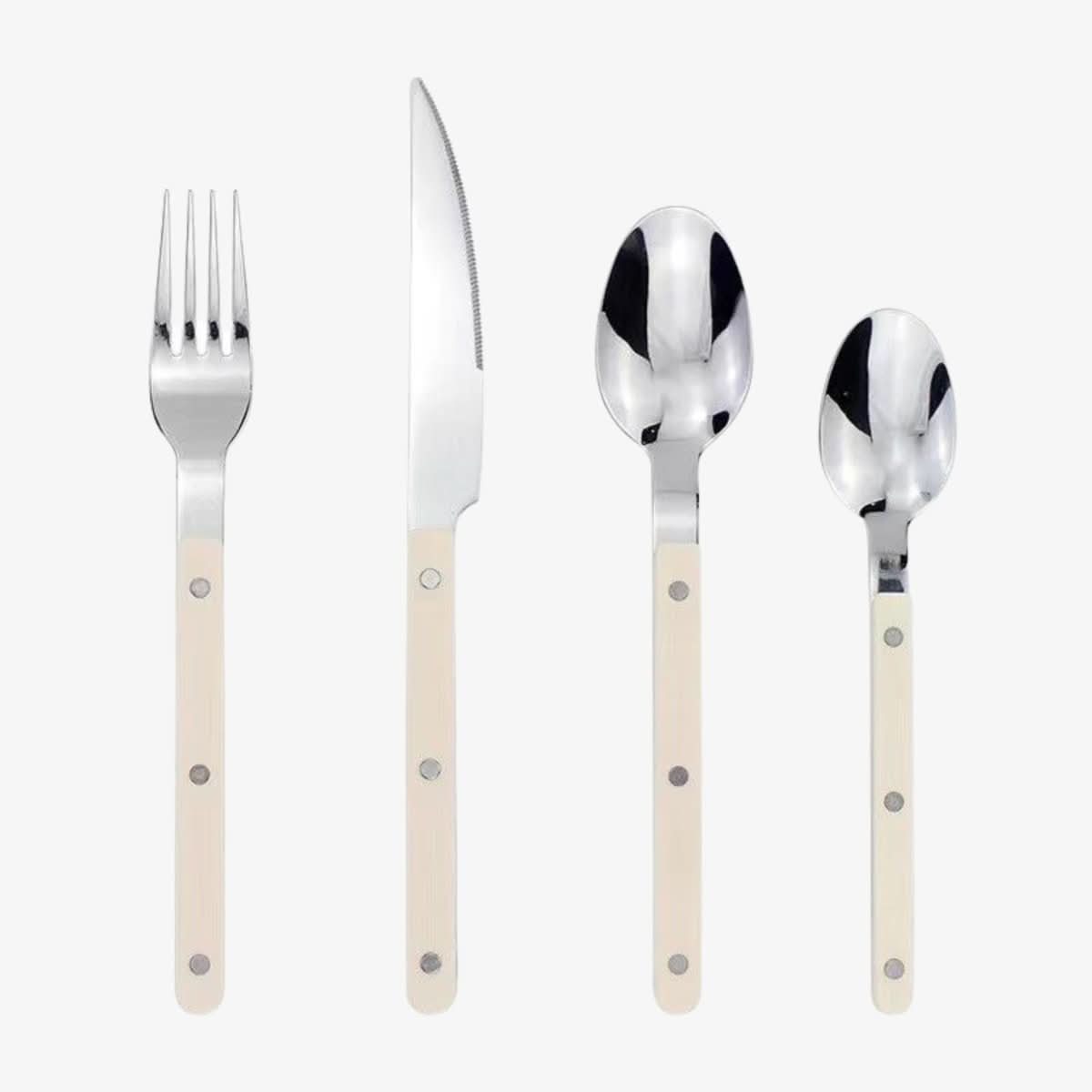 ETERNIFORCE – 4-Piece Stainless Steel Flatware Set with Engraved Design