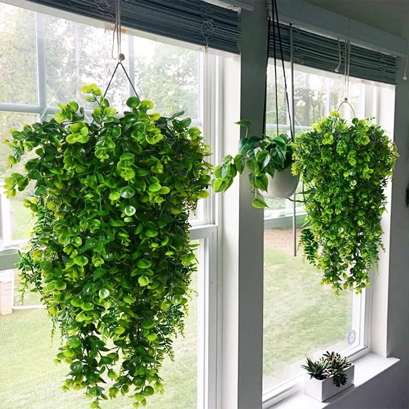 LEAFLINE – Artificial Hanging Eucalyptus Green Plants UV-Resistant for Indoor Decoration