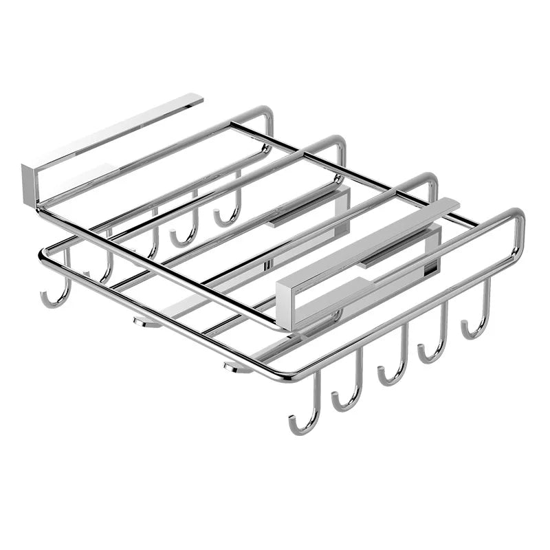 STEELSHELF – Stainless steel kitchen wall shelf with hooks for more order