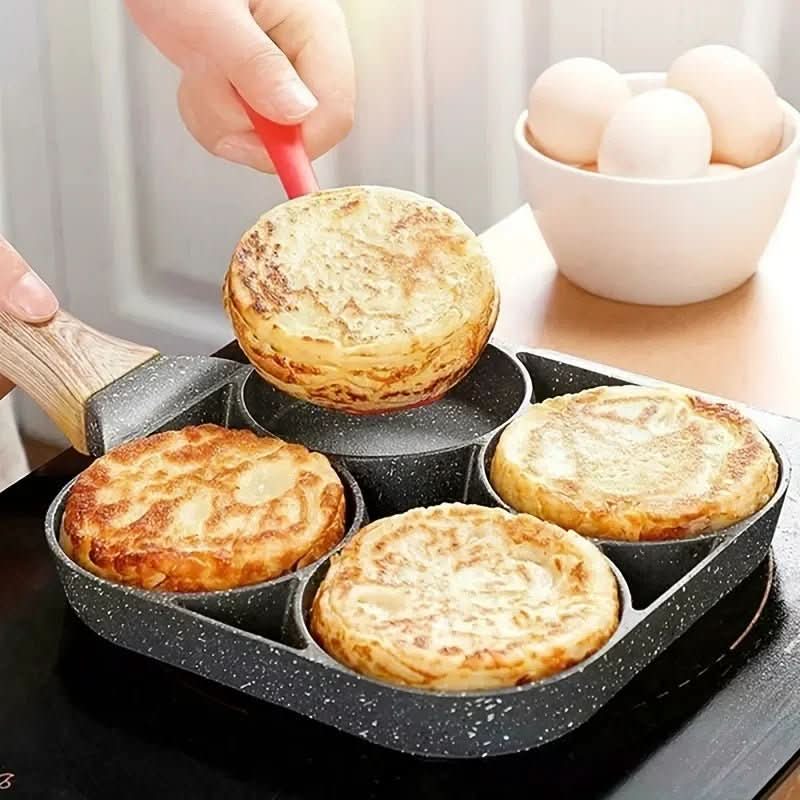 Culinara 4-Hole Non-Stick Pan | Multipurpose Pan for Eggs & Pancakes | Durable Aluminum | Easy to Clean