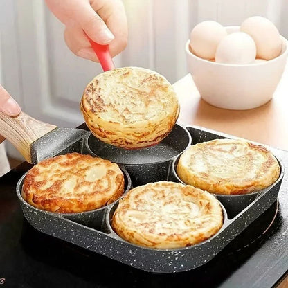 Culinara 4-Hole Non-Stick Pan | Multipurpose Pan for Eggs & Pancakes | Durable Aluminum | Easy to Clean