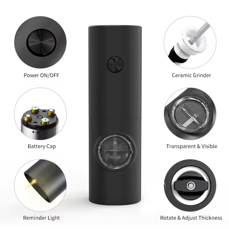 SEASONFIX – Electric Salt and Pepper Grinder Set with LED Light and Adjustable Grind Settings