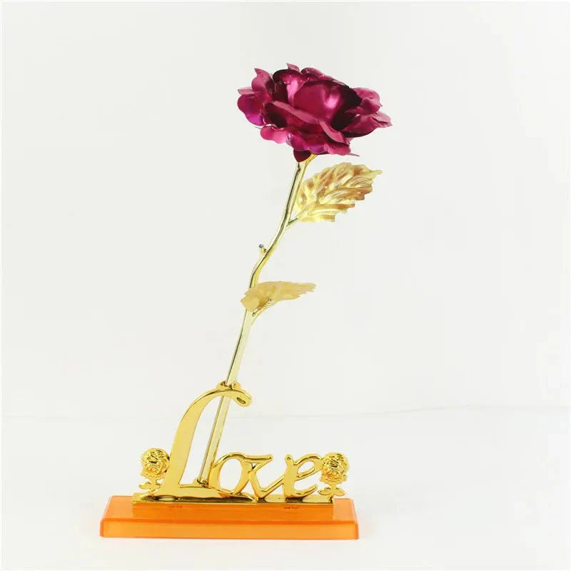 SHINEPETAL – Elegant golden artificial rose with luxurious gold foil finish