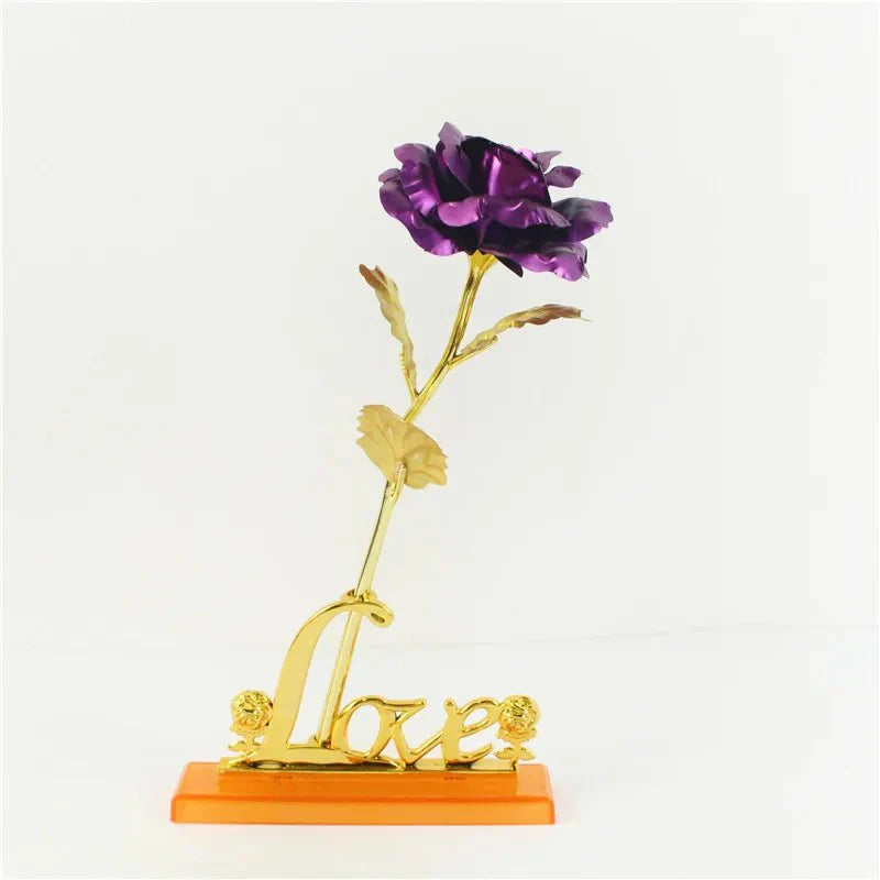 SHINEPETAL – Elegant golden artificial rose with luxurious gold foil finish