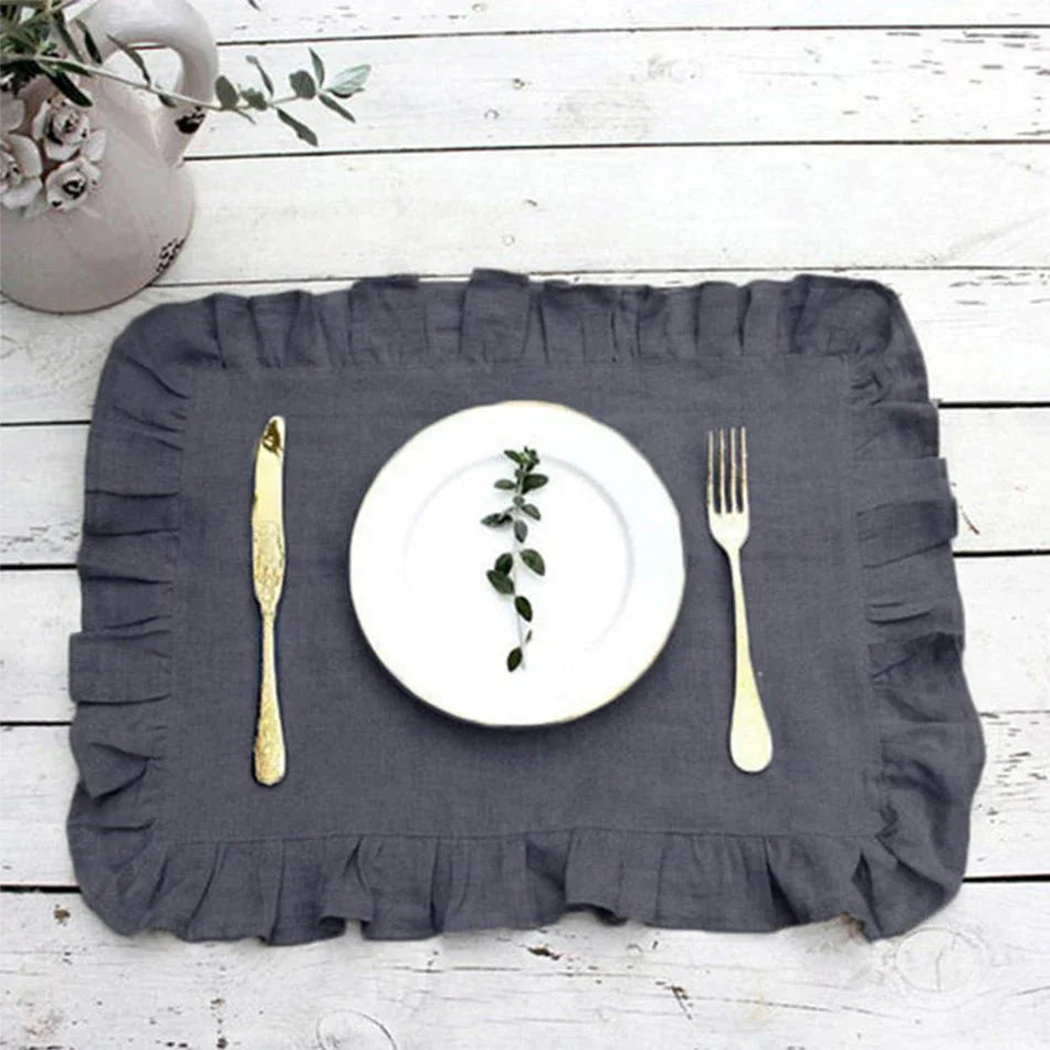 LOOMED LINEN – Handmade Linen Napkin with Fine Ruffled Edge