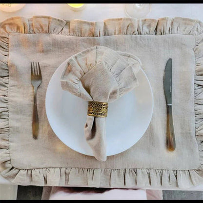 LOOMED LINEN – Handmade Linen Napkin with Fine Ruffled Edge