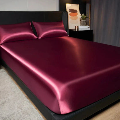 SATINRUHE – Cooling Ice-Silk Satin Fitted Sheet with Elastic Fit