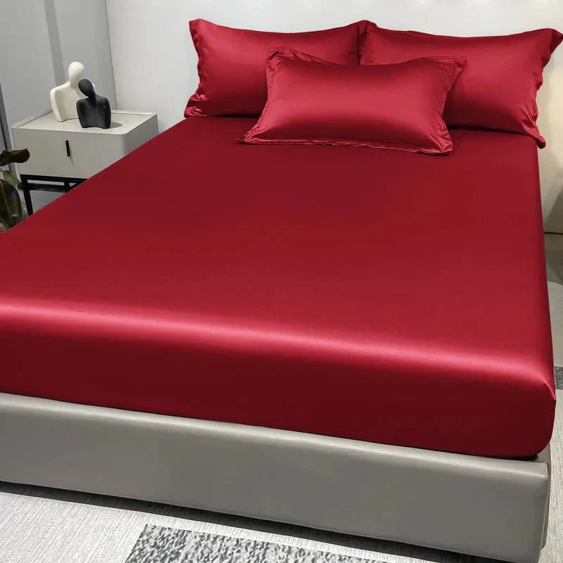 CALMERA GENTLUX – Soft Ice Silk Satin Fitted Sheet for Luxurious Comfort