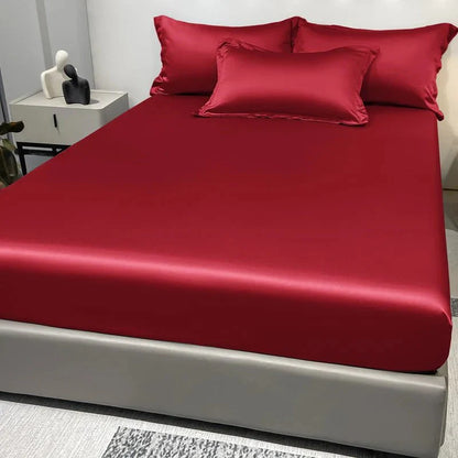 CALMERA GENTLUX – Soft Ice Silk Satin Fitted Sheet for Luxurious Comfort