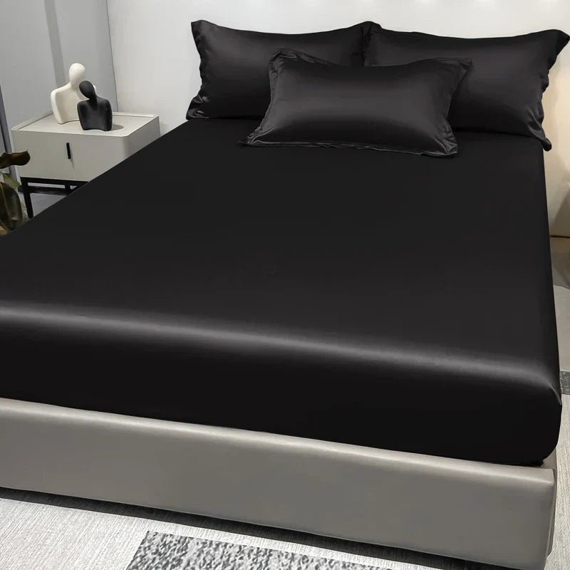 CALMERA GENTLUX – Soft Ice Silk Satin Fitted Sheet for Luxurious Comfort