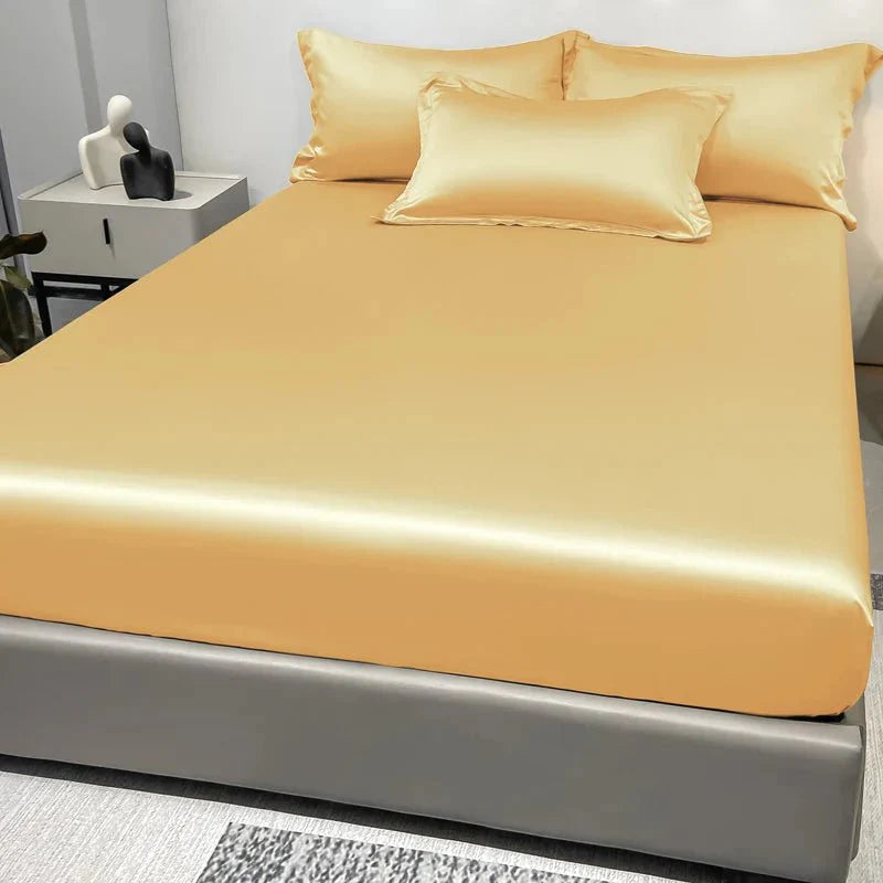 CALMERA GENTLUX – Soft Ice Silk Satin Fitted Sheet for Luxurious Comfort