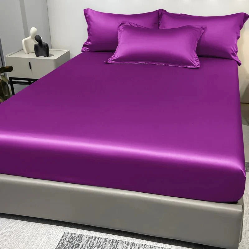 CALMERA GENTLUX – Soft Ice Silk Satin Fitted Sheet for Luxurious Comfort