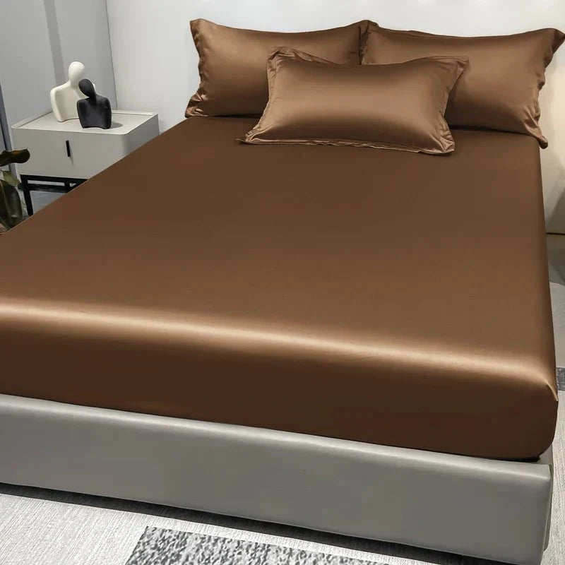 CALMERA GENTLUX – Soft Ice Silk Satin Fitted Sheet for Luxurious Comfort