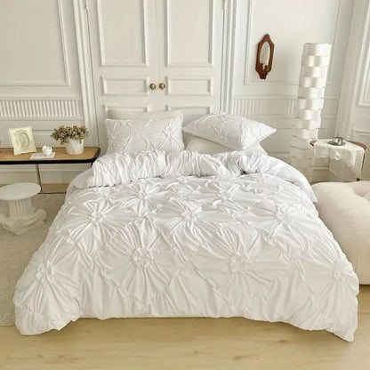 RuffledWeave Duvet Set – Elegant Ruffle Flower Duvet Cover Set made of Microfiber