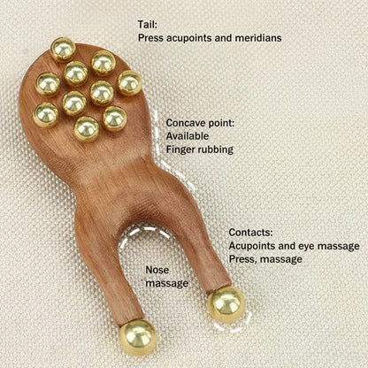 FACIALZEN – Ergonomic Wooden Gua Sha Facial Massage Tool with Brass Beads for Relaxation
