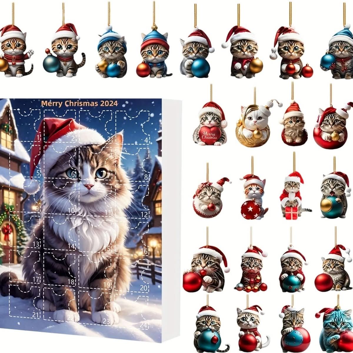 PURRICAL – 24-Day Cat Advent Calendar with Vintage Acrylic Charms