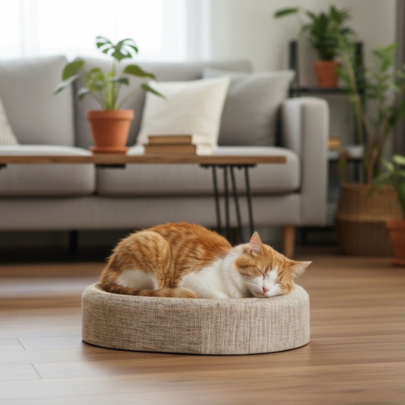 PURRLOOM – Braided Oval Sisal Cat Lounger for Scratching and Comfortable Sleeping