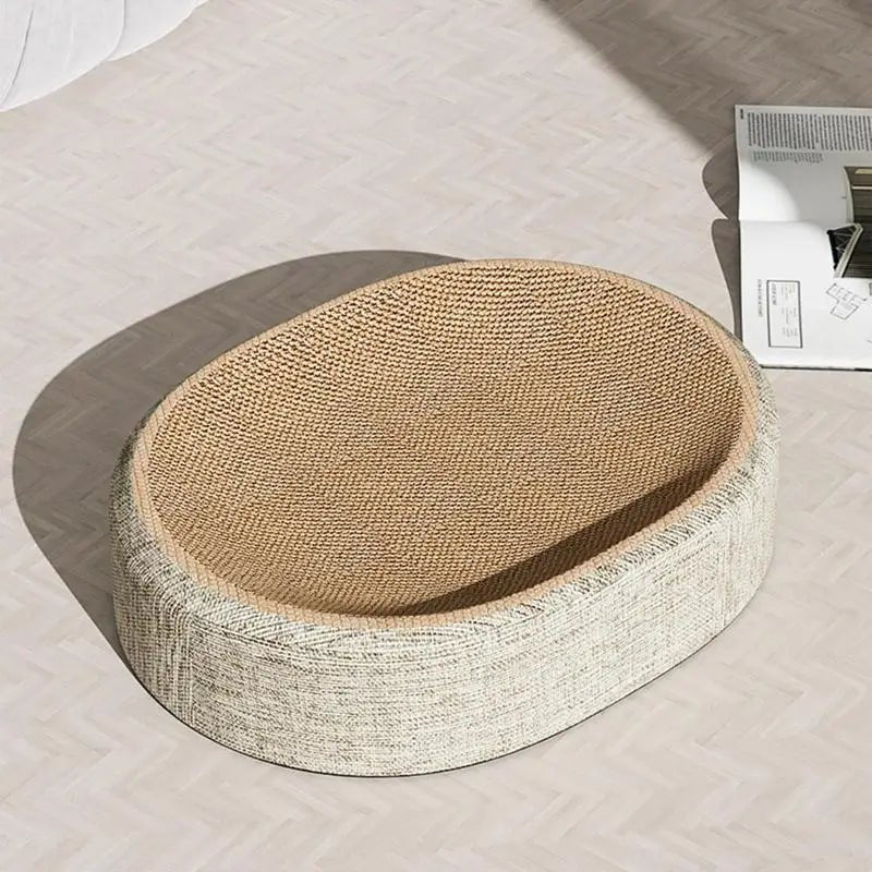 PURRLOOM – Braided Oval Sisal Cat Lounger for Scratching and Comfortable Sleeping