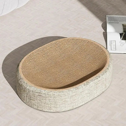 PURRLOOM – Braided Oval Sisal Cat Lounger for Scratching and Comfortable Sleeping
