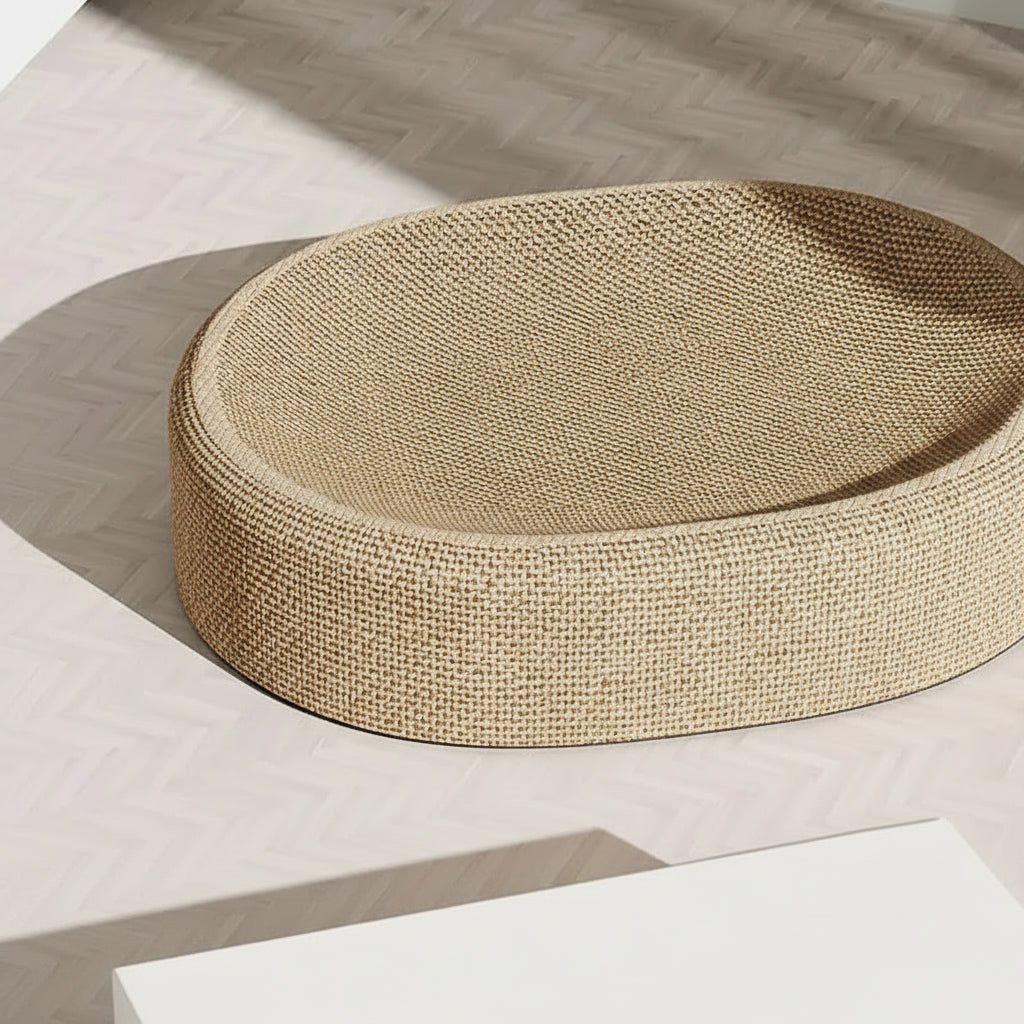 PURRLOOM – Braided Oval Sisal Cat Lounger for Scratching and Comfortable Sleeping