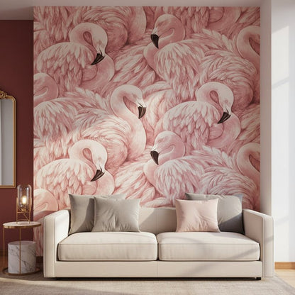 TROPICBLOSSOM – Flamingo Rose Wallpaper for Bedroom Walls, 10 m x 52 cm