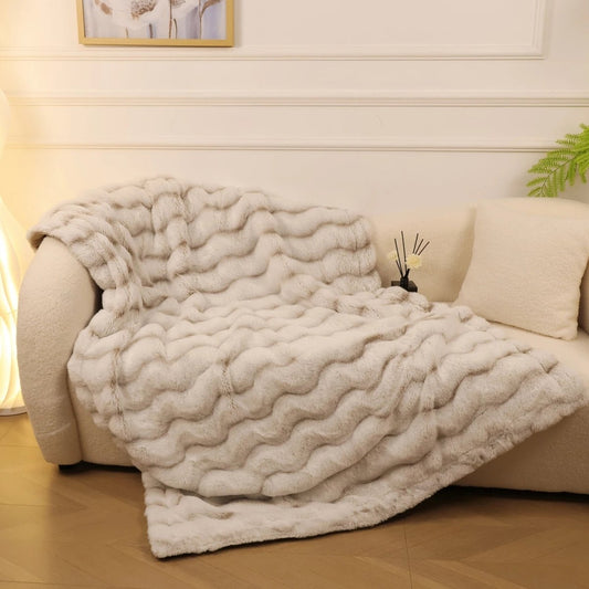 COMFYRA – Double-sided artificial rabbit fleece blanket for daily comfort