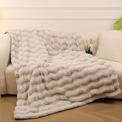 COMFYRA – Double-sided artificial rabbit fleece blanket for daily comfort
