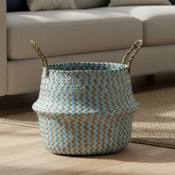 ZENWOVEN – Handmade Boho Willow Basket as Foldable Plant Basket