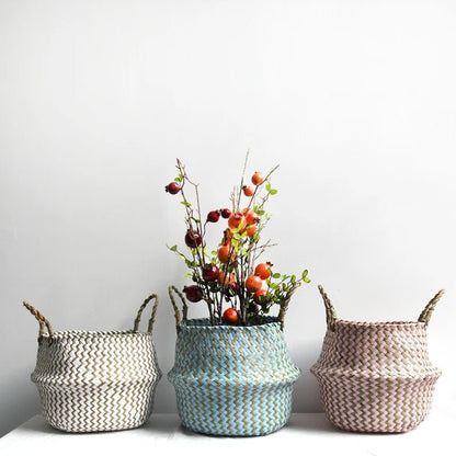 ZENWOVEN – Handmade Boho Willow Basket as Foldable Plant Basket