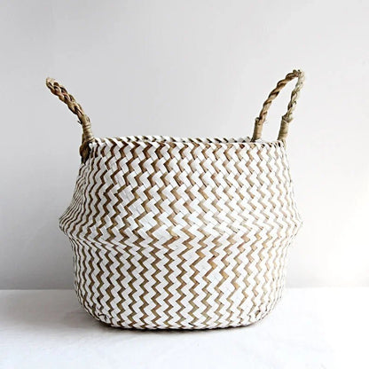 ZENWOVEN – Handmade Boho Willow Basket as Foldable Plant Basket