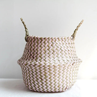 ZENWOVEN – Handmade Boho Willow Basket as Foldable Plant Basket