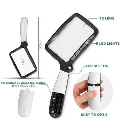 SICHTPLUS – Hand magnifier with 3x magnification and LED lighting