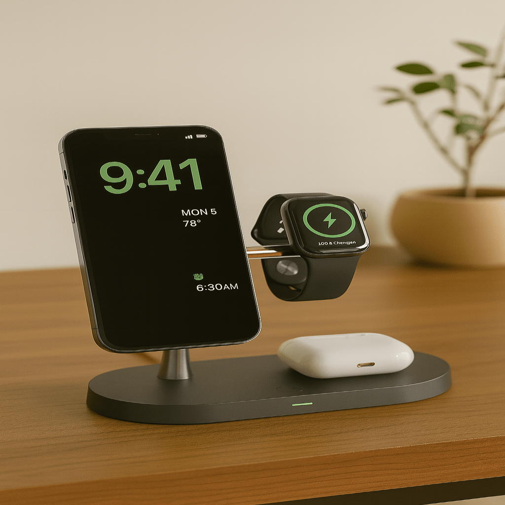 MAGTRIO – 3-in-1 MagSafe charging station for iPhone, Watch & AirPods