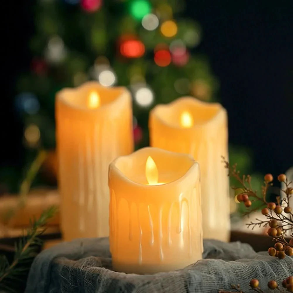 LumiFlame LED Candles – Flameless Electronic Decoration, Set in Ivory White