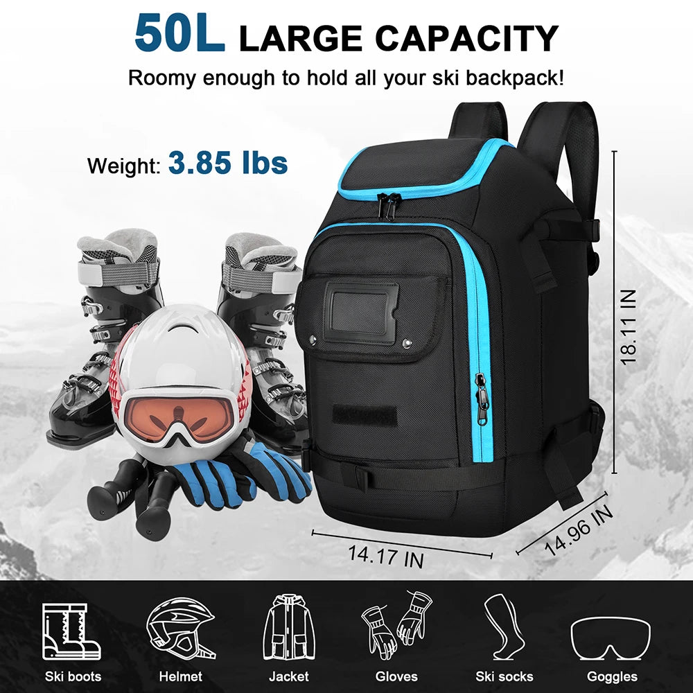 PEAKCARRY – Waterproof 50-liter ski boot backpack for equipment & accessories