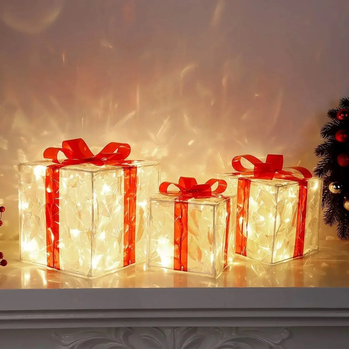 GLOWCRATE – Luminous Christmas gift box with 100 LED lights for festive decoration