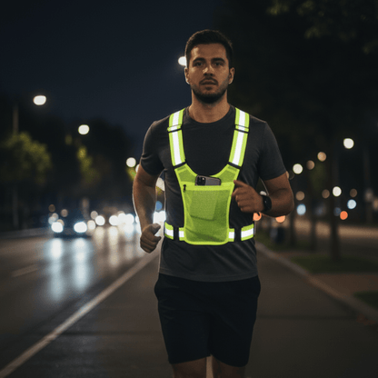 BEAMRUN – Reflector Running & Cycling Safety Vest with Large Pocket for Mobile Phone & Wallet