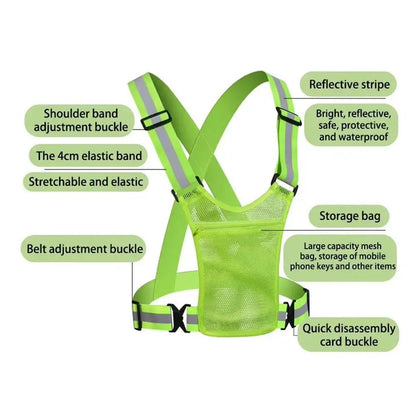 BEAMRUN – Reflector Running & Cycling Safety Vest with Large Pocket for Mobile Phone & Wallet