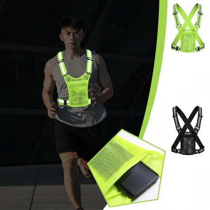 BEAMRUN – Reflector Running & Cycling Safety Vest with Large Pocket for Mobile Phone & Wallet
