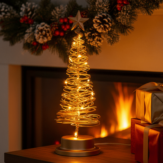 SPIRABRIGHT – LED Christmas Tree with Spiral Design and Star Accent (33 cm)