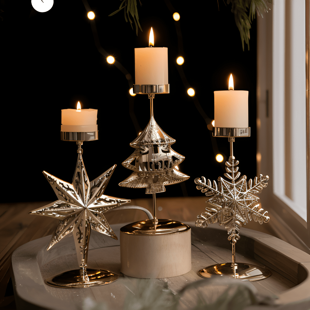 GLORIAHOME – Vintage Gold Candle Holder for Elegant Christmas Decoration