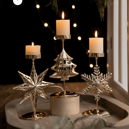 GLORIAHOME – Vintage Gold Candle Holder for Elegant Christmas Decoration