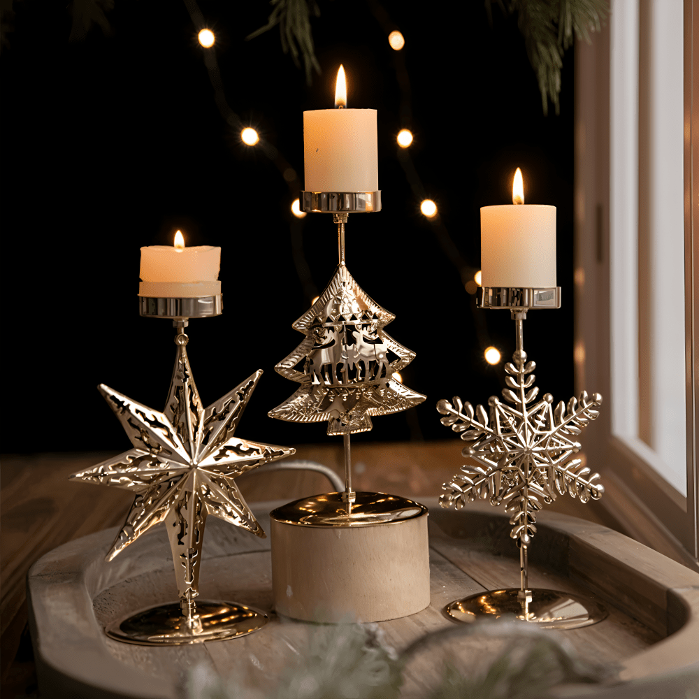 GLORIAHOME – Vintage Gold Candle Holder for Elegant Christmas Decoration